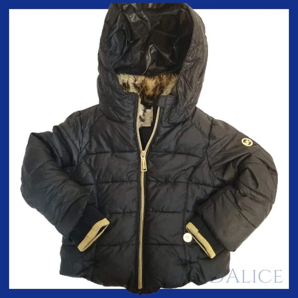 Michael Michael Kors Black Puffer Winter Jacket Faux Fur Trim Size 3T - Picture 1 of 11